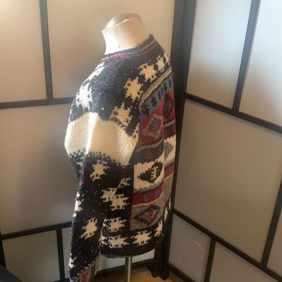 Vintage Woolrich Sweater Women's Large Wool Fair Isle Crewneck Pullover Grandma - Picture 5 of 9